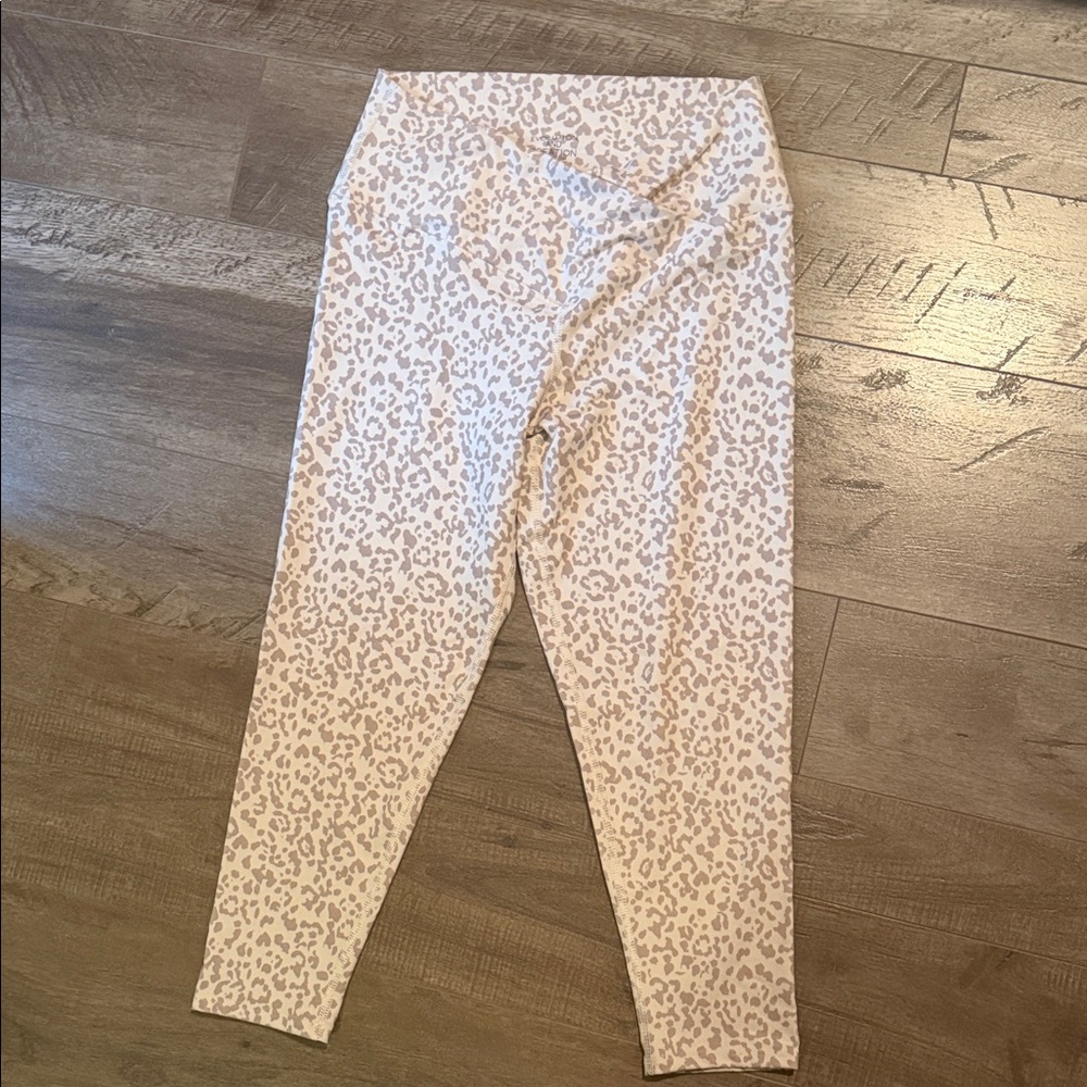 Evolution and Creation Beige Leopard Print Leggings